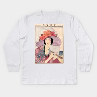 Vogue Vintage 1919 Beautiful Flapper With an Umbrella Print Kids Long Sleeve T-Shirt